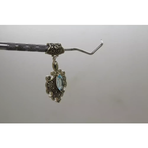 .925 S.S. BLUE TOPAZ & MARCASITE VINTAGE STYLE SLIDE pendant