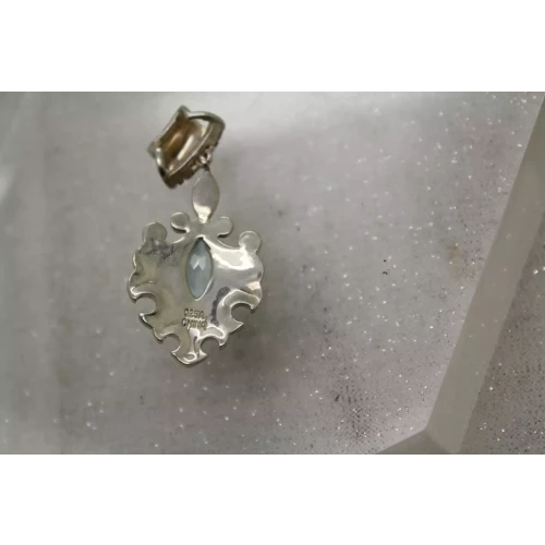 .925 S.S. BLUE TOPAZ & MARCASITE VINTAGE STYLE SLIDE pendant