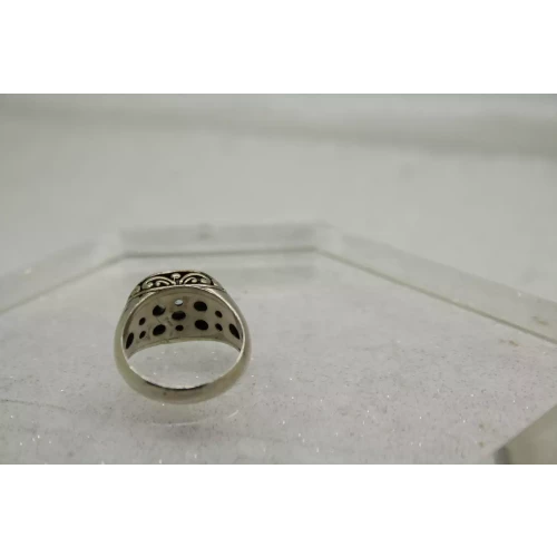 .925 S.S. BLUE TOPAZ SCROLL WORK DESIGN ring size 7.25