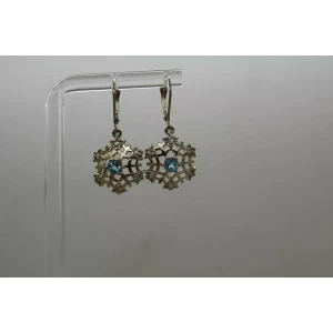 .925 S.S. BLUE TOPAZ & WHITE STONE SNOWFLAKE DANGLE earrings