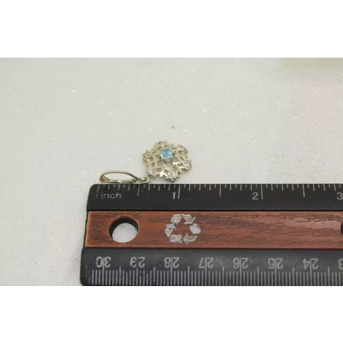 .925 S.S. BLUE TOPAZ & WHITE STONE SNOWFLAKE DANGLE earrings