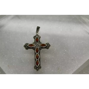.925 S.S. CARNELIAN & MARCASITE RELIGIOUS CROSS pendant