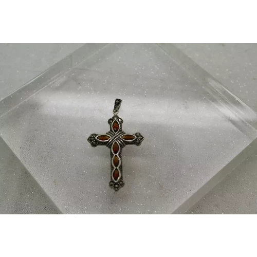 .925 S.S. CARNELIAN & MARCASITE RELIGIOUS CROSS pendant
