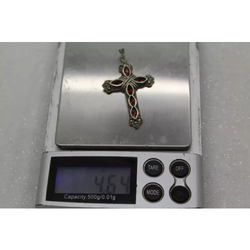 .925 S.S. CARNELIAN & MARCASITE RELIGIOUS CROSS pendant