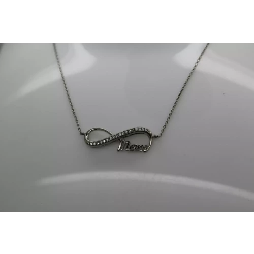.925 S.S. CZ MOM INFINITY pendant necklace 18