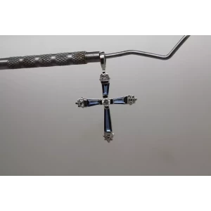 .925 S.S. DARK BLUE & CLEAR CZ CROSS pendant