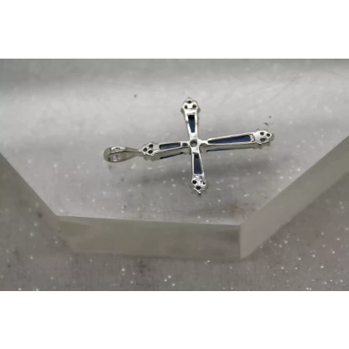 .925 S.S. DARK BLUE & CLEAR CZ CROSS pendant