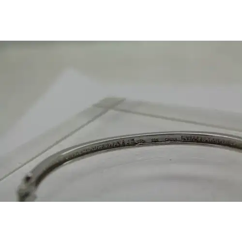 .925 S.S. DIAMOND accented HEART HINGED BANGLE bracelet 15g (3)