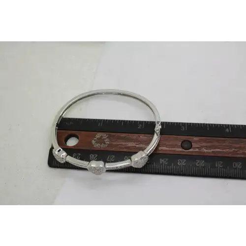 .925 S.S. DIAMOND accented HEART HINGED BANGLE bracelet 15g (4)