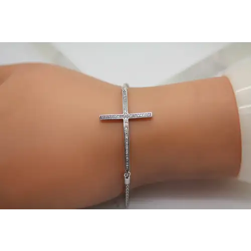 .925 S.S. DIAMOND CROSS BOLO bracelet 7