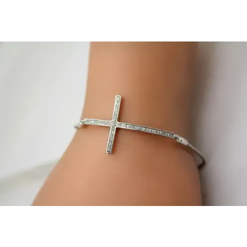 .925 S.S. DIAMOND CROSS BOLO bracelet 7