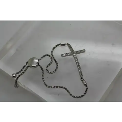 .925 S.S. DIAMOND CROSS BOLO bracelet 7