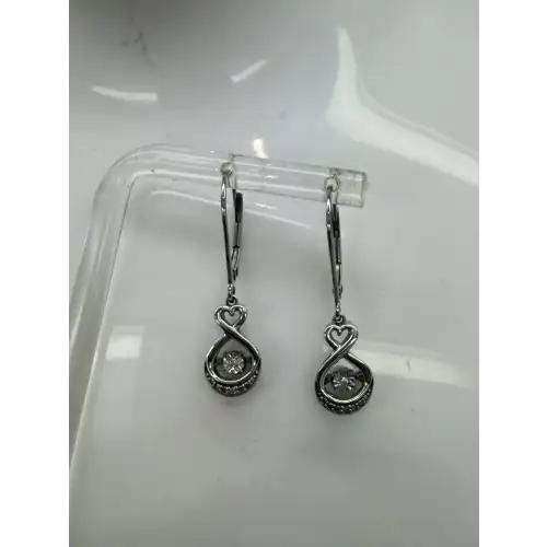 .925 S.S. DIAMOND IN MOTION INFINITY HEART DANGLE earrings