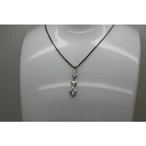 .925 S.S. DIAMONIQUE DQ Heart Cut CZ JOURNEY HEART necklace 19