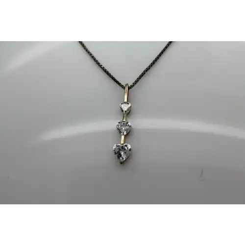 .925 S.S. DIAMONIQUE DQ Heart Cut CZ JOURNEY HEART necklace 19