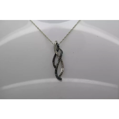 .925 S.S. DOUBLE INFINITY DIAMOND ACCENT pendant necklace 18
