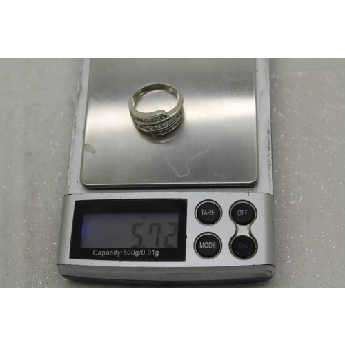 .925 S.S. DQ DIAMONIQUE CZ CROSSOVER WAVE BAND ring size 7