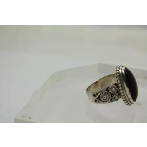 .925 S.S. ELONGATED RED STONE SOUTHWESTERN DESIGN ring size 9.75 #
