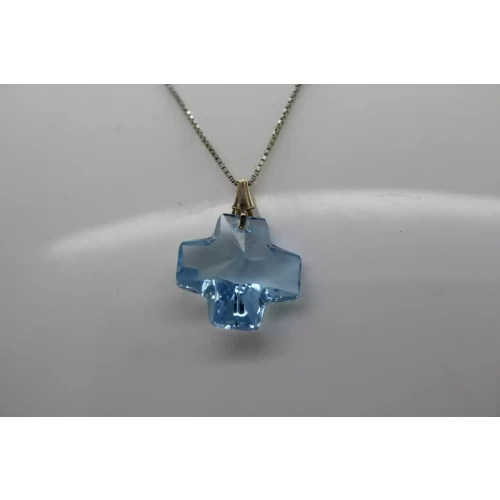 .925 S.S. FACETED CRYSTAL CROSS PENDANT necklace 18