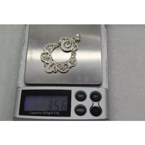 .925 S.S. FANCY QUILLED DESIGN FILIGREE DANGLE pendant