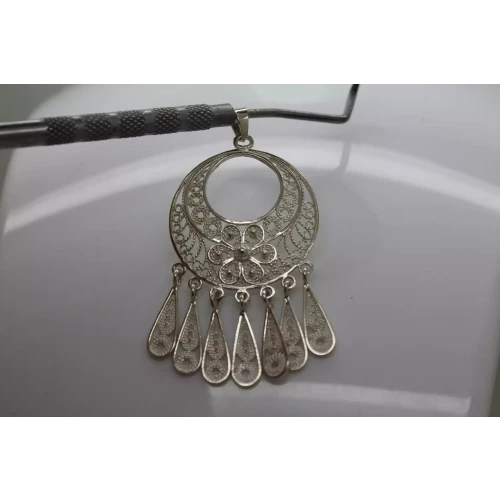 .925 S.S. FANCY QUILLED DESIGN FILIGREE FRINGE pendant