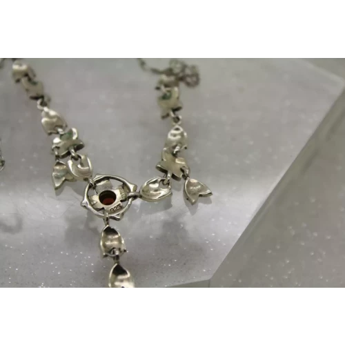 .925 S.S. GARNET & MARCASITE FLOWER 