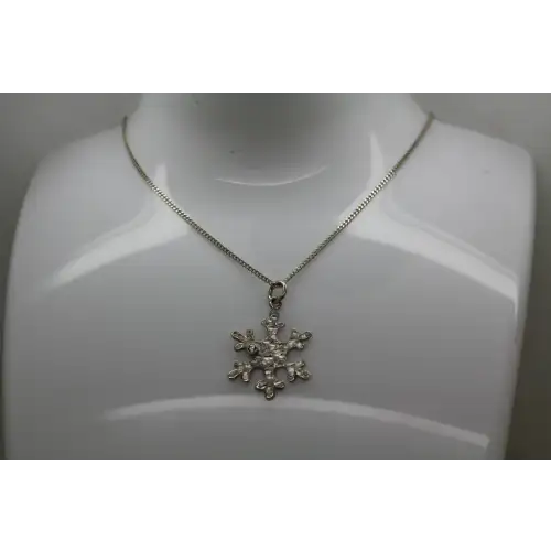 .925 S.S. HAMMERED DESIGN SNOWFLAKE necklace #