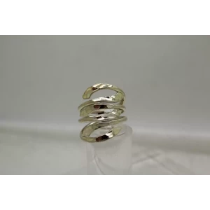 .925 S.S. HAMMERED MODERNIST SWIRL COIL FULL FINGER ring size 6