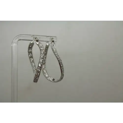 .925 S.S. INSIDE OUT CRYSTALS TWIST DESIGN hoop earrings