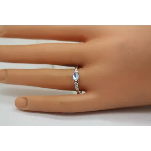 .925 S.S. IRIDESCENT CABOCHON CZ MINIMALIST ring size 10