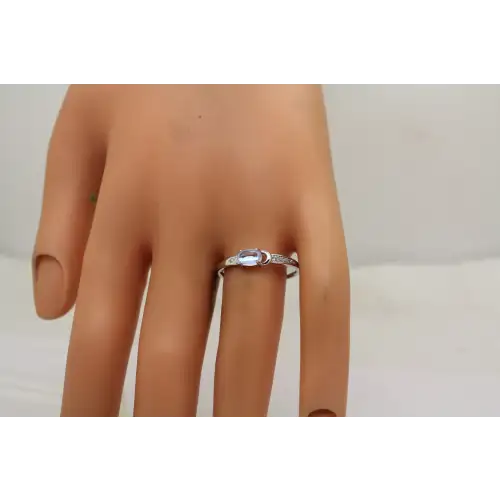 .925 S.S. IRIDESCENT CABOCHON CZ MINIMALIST ring size 10 (2)