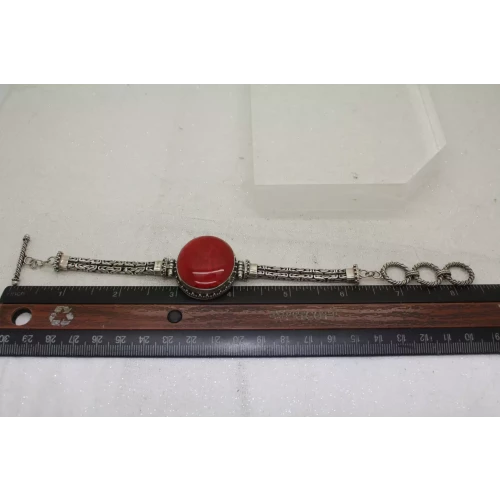 .925 S.S. Large Oval RED CORAL BYZANTINE SOUTHWESTERN TOGGLE