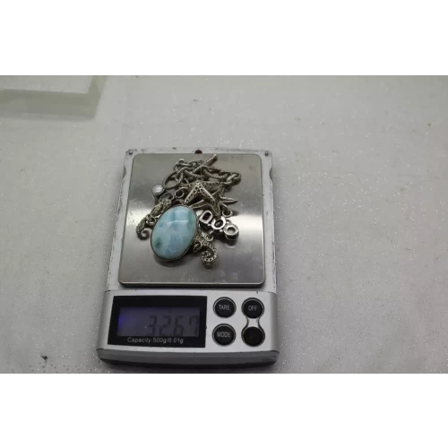 .925 S.S. LARIMAR, AMETHYST, BLUE TOPAZ & PEARL BEACH THEME TOGGLE