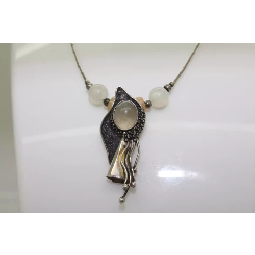 .925 S.S. LIQUID SILVER MULTI GEMSTONE TRIBAL DESIGN necklace 19