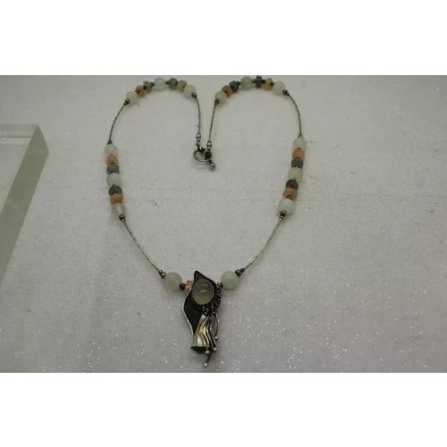 .925 S.S. LIQUID SILVER MULTI GEMSTONE TRIBAL DESIGN necklace 19