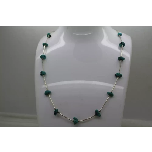 .925 S.S. LIQUID SILVER TURQUOISE NUGGET necklace 18