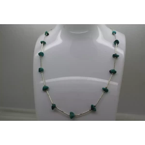 .925 S.S. LIQUID SILVER TURQUOISE NUGGET necklace 18