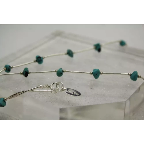 .925 S.S. LIQUID SILVER TURQUOISE NUGGET necklace 18