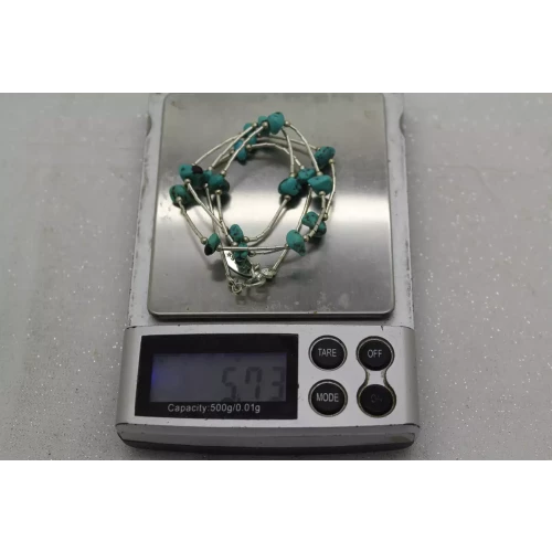 .925 S.S. LIQUID SILVER TURQUOISE NUGGET necklace 18