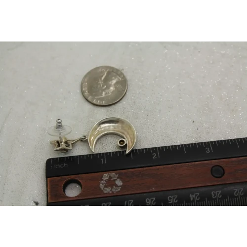 .925 S.S. MARCASITE BLUE TOPAZ CITRINE CRESCENT MOON & STAR dangle