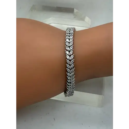 .925 S.S. Marquise Cut CZ CHEVRON DESIGN STATEMENT bracelet 7