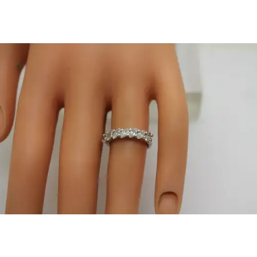 .925 S.S. Marquise Cut DIAMONIQUE CZ ANNIVERSARY BAND size 5.25 #