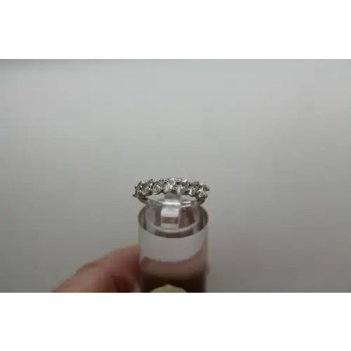 .925 S.S. Marquise Cut DIAMONIQUE CZ ANNIVERSARY BAND size 5.25 #