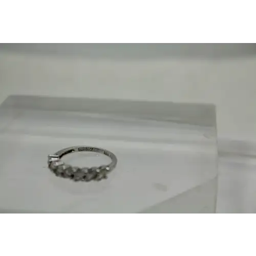 .925 S.S. Marquise Cut DIAMONIQUE CZ ANNIVERSARY BAND size 5.25 #