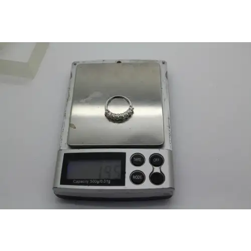 .925 S.S. Marquise Cut DIAMONIQUE CZ ANNIVERSARY BAND size 5.25 #