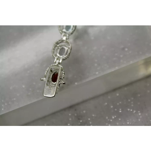 .925 S.S. MULTI GEMSTONES OVAL LINK bracelet 7