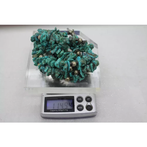 .925 S.S. NATIVE AMERICAN DOULE STRAND TURQUOISE FEATHER necklace