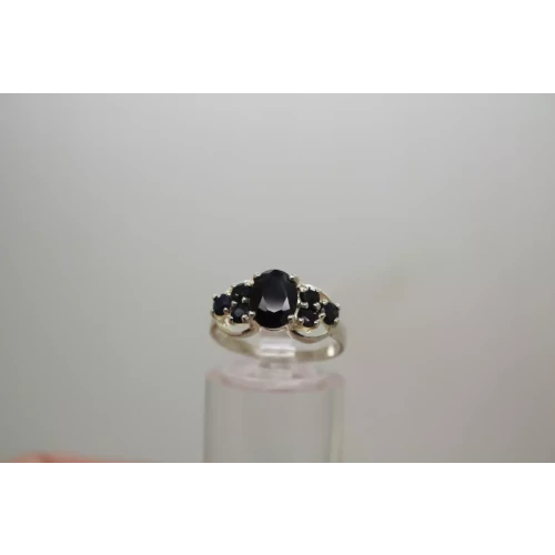 .925 S.S. NATURAL BLUE SAPPHIRE CLUSTER ring size 6.75