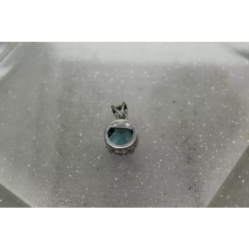 .925 S.S. OCEAN BLUE CZ FILIGREE SOLITAIRE pendant