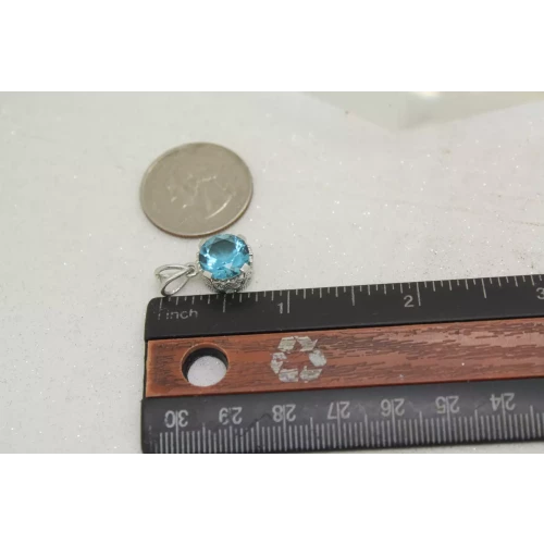 .925 S.S. OCEAN BLUE CZ FILIGREE SOLITAIRE pendant